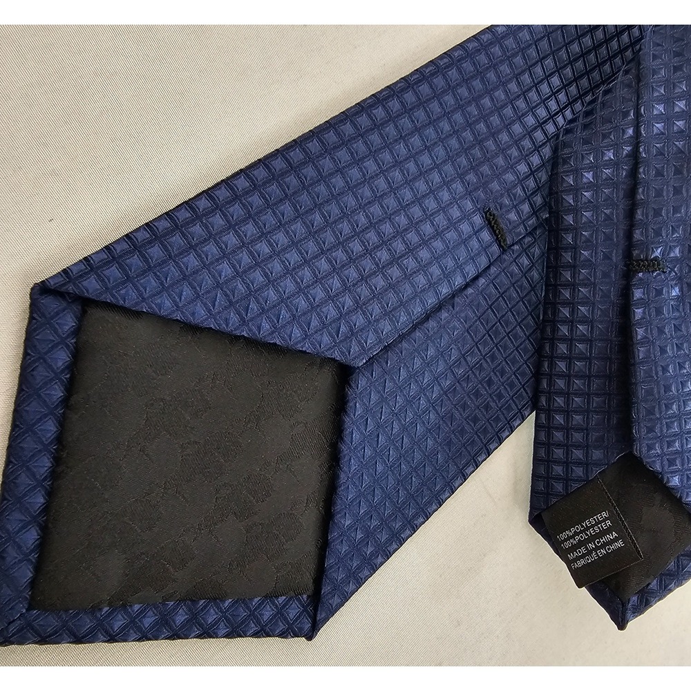 Karl Lagerfeld Paris Mens Navy Blue Square Geometric Polyester Dress Tie